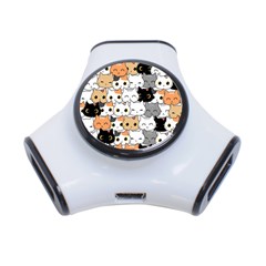 Cute-cat-kitten-cartoon-doodle-seamless-pattern 3-port Usb Hub by Salman4z