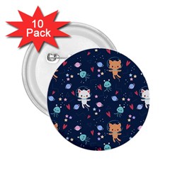 Cute-astronaut-cat-with-star-galaxy-elements-seamless-pattern 2 25  Buttons (10 Pack)  by Salman4z