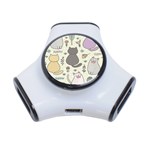 Funny Cartoon Cats Seamless Pattern 3-Port USB Hub Front