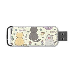 Funny Cartoon Cats Seamless Pattern Portable Usb Flash (one Side) by Salman4z