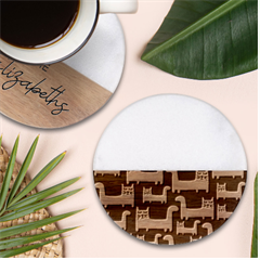 Seamless-pattern-with-cats Classic Marble Wood Coaster (round)  by Salman4z