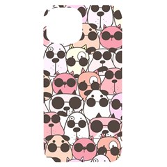 Cute-dog-seamless-pattern-background Iphone 14 Black Uv Print Case by Salman4z