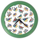 Seamless-pattern-with-hand-drawn-bird-black Color Wall Clock Front