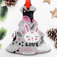 Big-set-with-cute-cartoon-animals-bear-panda-bunny-penguin-cat-fox Christmas Tree Ornament (two Sides) by Salman4z