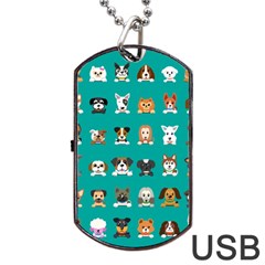 Different-type-vector-cartoon-dog-faces Dog Tag Usb Flash (one Side) by Salman4z