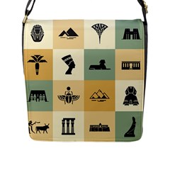 Egyptian-flat-style-icons Flap Closure Messenger Bag (l) by Salman4z