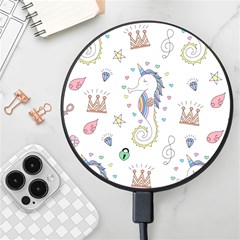 Seamless-pattern-cute-unicorn-cartoon-hand-drawn Wireless Fast Charger(black) by Salman4z