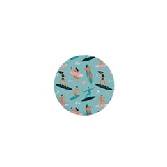Beach-surfing-surfers-with-surfboards-surfer-rides-wave-summer-outdoors-surfboards-seamless-pattern- 1  Mini Buttons by Salman4z