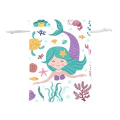Set-cute-mermaid-seaweeds-marine-inhabitants Lightweight Drawstring Pouch (l) by Salman4z