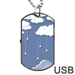 Clouds Rain Paper Raindrops Weather Sky Raining Dog Tag Usb Flash (one Side) by Ravend
