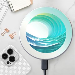 Tsunami Tidal Wave Wave Minimalist Ocean Sea Wireless Fast Charger(white) by Ravend