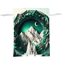 Christmas Wreath Winter Mountains Snow Stars Moon Lightweight Drawstring Pouch (xl) by Ravend