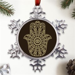 Hamsa-hand-drawn-symbol-with-flower-decorative-pattern Metal Large Snowflake Ornament by Salman4z