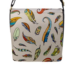 Vector-boho-doodle-feathers-seamless-pattern-illustration Flap Closure Messenger Bag (l) by Salman4z