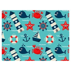 Seamless-pattern-nautical-icons-cartoon-style Two Sides Premium Plush Fleece Blanket (extra Small) by Salman4z