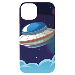 Ufo-alien-spaceship-galaxy Iphone 14 Black Uv Print Case by Salman4z