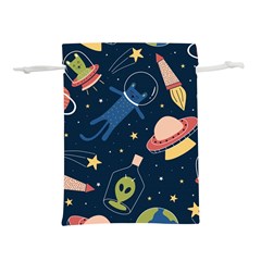Seamless-pattern-with-funny-aliens-cat-galaxy Lightweight Drawstring Pouch (s) by Salman4z