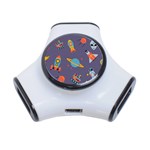 Space-seamless-pattern 3-Port USB Hub Front