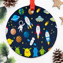 Big-set-cute-astronauts-space-planets-stars-aliens-rockets-ufo-constellations-satellite-moon-rover-v Ornament (round) by Salman4z