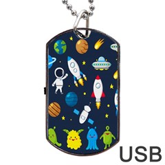 Big-set-cute-astronauts-space-planets-stars-aliens-rockets-ufo-constellations-satellite-moon-rover-v Dog Tag Usb Flash (two Sides) by Salman4z