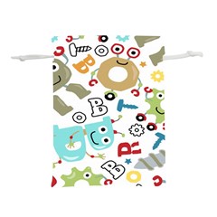 Seamless-pattern-vector-with-funny-robots-cartoon Lightweight Drawstring Pouch (l) by Salman4z