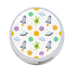Seamless-pattern-cartoon-space-planets-isolated-white-background 4-Port USB Hub (One Side) Front