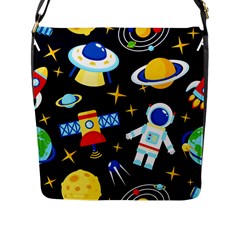 Space Seamless Pattern Flap Closure Messenger Bag (l) by Salman4z