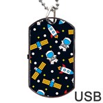 Seamless-adventure-space-vector-pattern-background Dog Tag USB Flash (Two Sides) Back