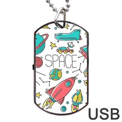 Space-cosmos-seamless-pattern-seamless-pattern-doodle-style Dog Tag Usb Flash (one Side) by Salman4z