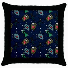 Monster-alien-pattern-seamless-background Throw Pillow Case (black) by Salman4z