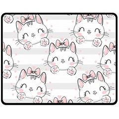 Cat-with-bow-pattern Two Sides Fleece Blanket (medium) by Salman4z