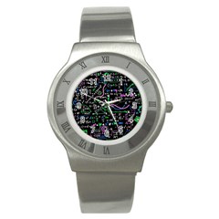 Math-linear-mathematics-education-circle-background Stainless Steel Watch by Salman4z