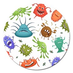 Dangerous-streptococcus-lactobacillus-staphylococcus-others-microbes-cartoon-style-vector-seamless Magnet 5  (round) by Salman4z