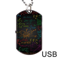 Mathematical-colorful-formulas-drawn-by-hand-black-chalkboard Dog Tag Usb Flash (two Sides) by Salman4z
