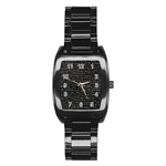 Math-equations-formulas-pattern Stainless Steel Barrel Watch Front