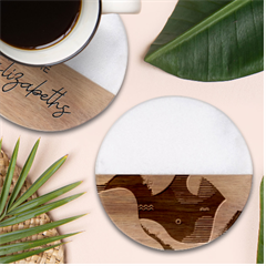 Abstract-classic-blue-background Classic Marble Wood Coaster (round)  by Salman4z