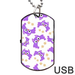 Purple-owl-pattern-background Dog Tag Usb Flash (one Side) by Salman4z