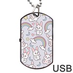 Seamless-pattern-with-cute-rabbit-character Dog Tag USB Flash (One Side) Front