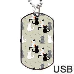 Cute-cat-seamless-pattern Dog Tag Usb Flash (one Side) by Salman4z