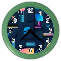 Gradient Geometric Shapes Dark Background Color Wall Clock by Salman4z