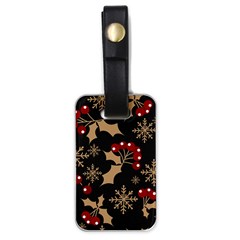 Christmas Pattern With Snowflakes Berries Luggage Tag (one Side) by pakminggu