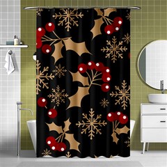 Christmas Pattern With Snowflakes Berries Shower Curtain 48  X 72  (small)  by pakminggu