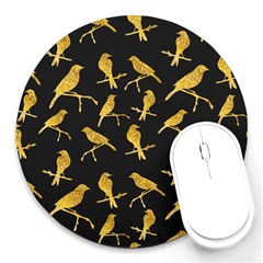 Background With Golden Birds Round Mousepad by pakminggu