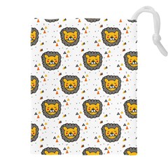 Lion Heads Pattern Design Doodle Drawstring Pouch (4xl) by pakminggu