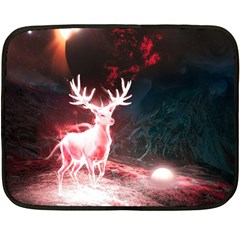 Deer Animal Moon Planet Space Fantasy Two Sides Fleece Blanket (mini) by pakminggu