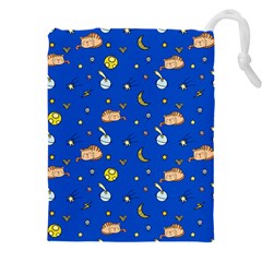 Cat Animals Sleep Stars Seamless Background Drawstring Pouch (4xl) by pakminggu