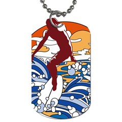 Beach Illustration Summer Beach Surf Waves Dog Tag (one Side) by pakminggu