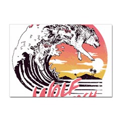 Gray Wolf Beach Waves A Wolf Animal Retro Sticker A4 (10 Pack) by pakminggu
