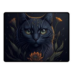 Art Cat Drawing Mammal Animal Feline Two Sides Fleece Blanket (small) by pakminggu