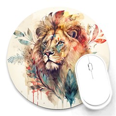 Lion Africa African Art Round Mousepad by pakminggu